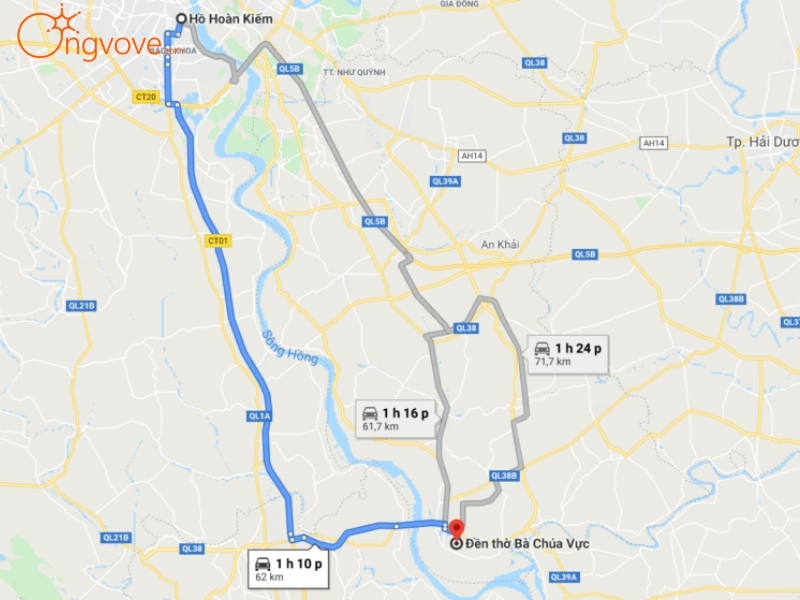 Phương Tiện Di Chuyển Đến Đền Bà Chúa Vực Hưng Yên