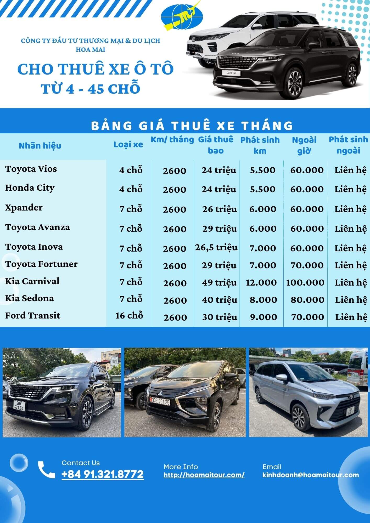Chi phí thuê xe ô tô 4 chỗ tự lái một ngày khoảng bao nhiêu?