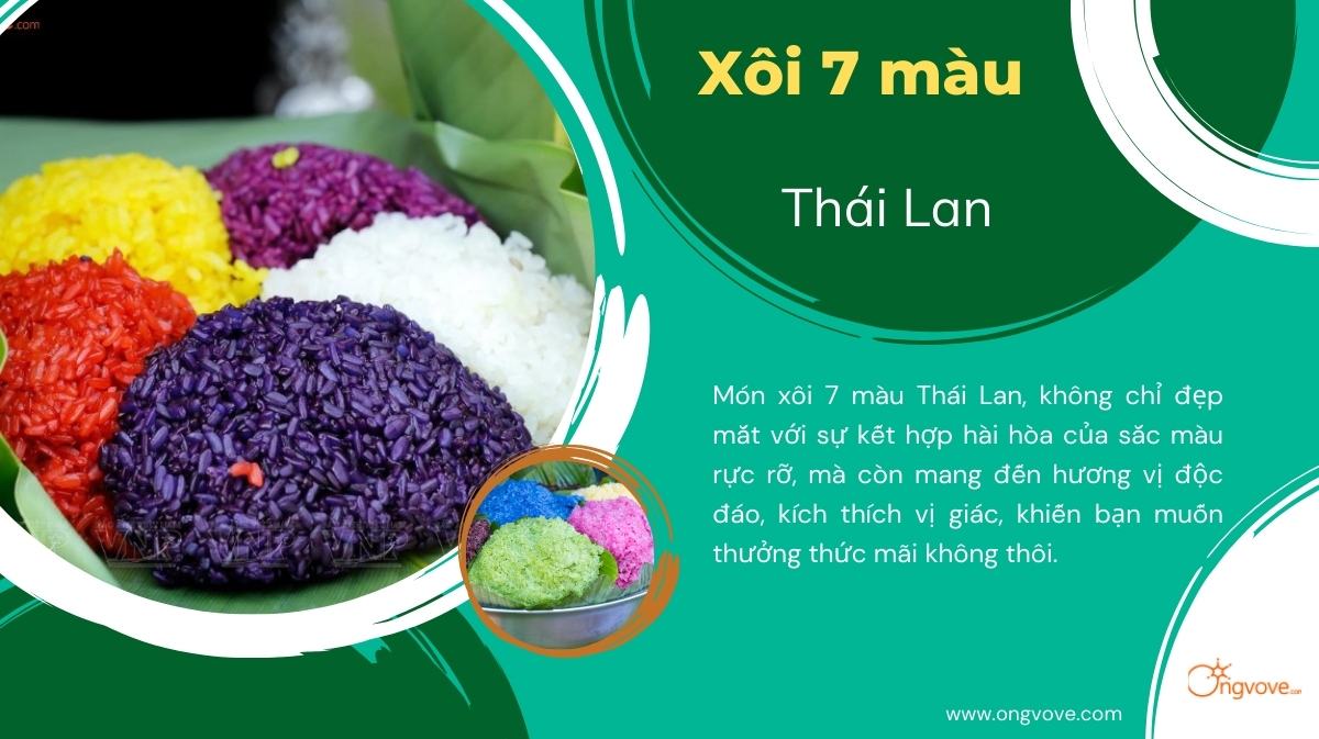 Xôi 7 màu Thái Lan: Bữa tiệc màu sắc thăng hoa cho mọi giác quan