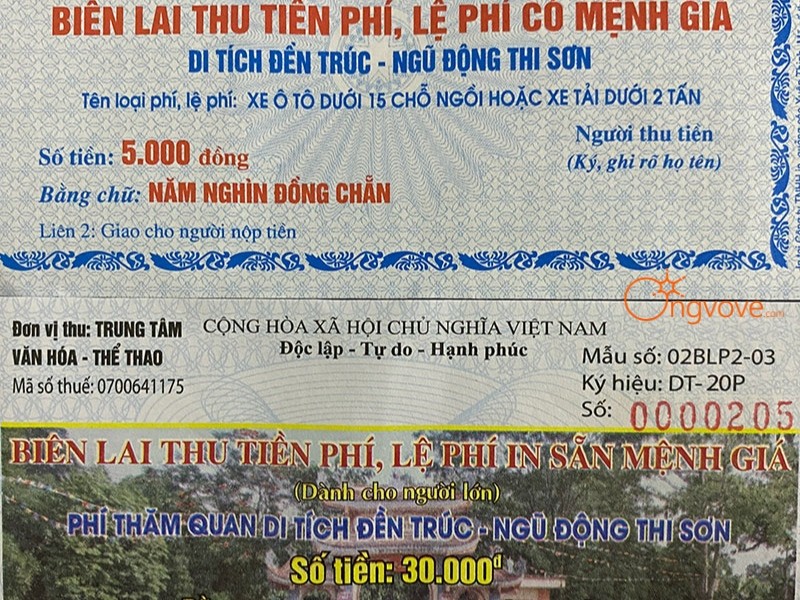 Giá vé vào tham quan Đền Trúc Hà Nam